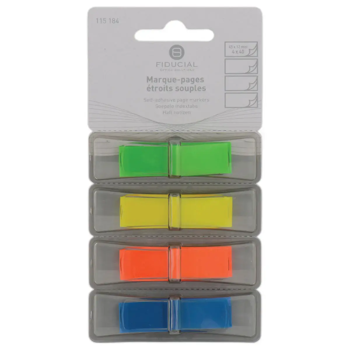 Marque-pages repositionnables 1,2 x 4,5 cm - Coloris assortis - FIDUCIAL