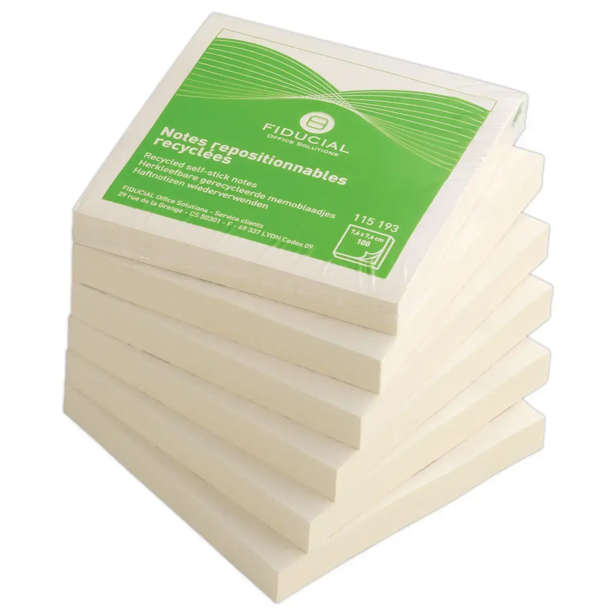 6 Blocs notes repositionnables recyclées - 7,6 x 7,6 cm - FIDUCIAL OFFICE SOLUTIONS