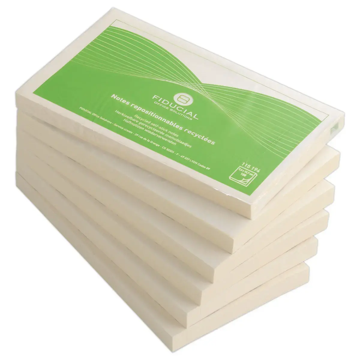 6 Blocs de notes repositionnables et recyclées - Jaune - FIDUCIAL