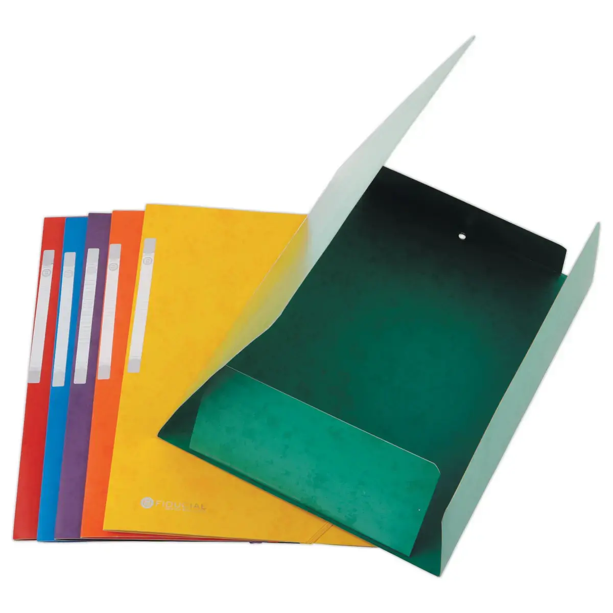 10 Chemises 3 rabats &agrave; &eacute;lastiques - Carte lustr&eacute;e 450 g - Dos 1,5 cm 