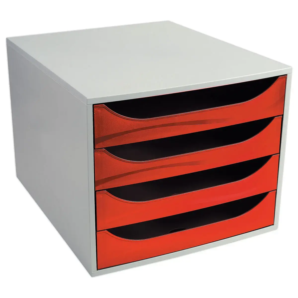 Module de classement 4 tiroirs - Rouge - FIDUCIAL 
