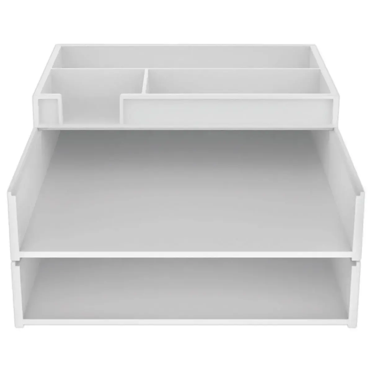 Set de 2 corbeilles à courrier blanches avec trieur de bureau