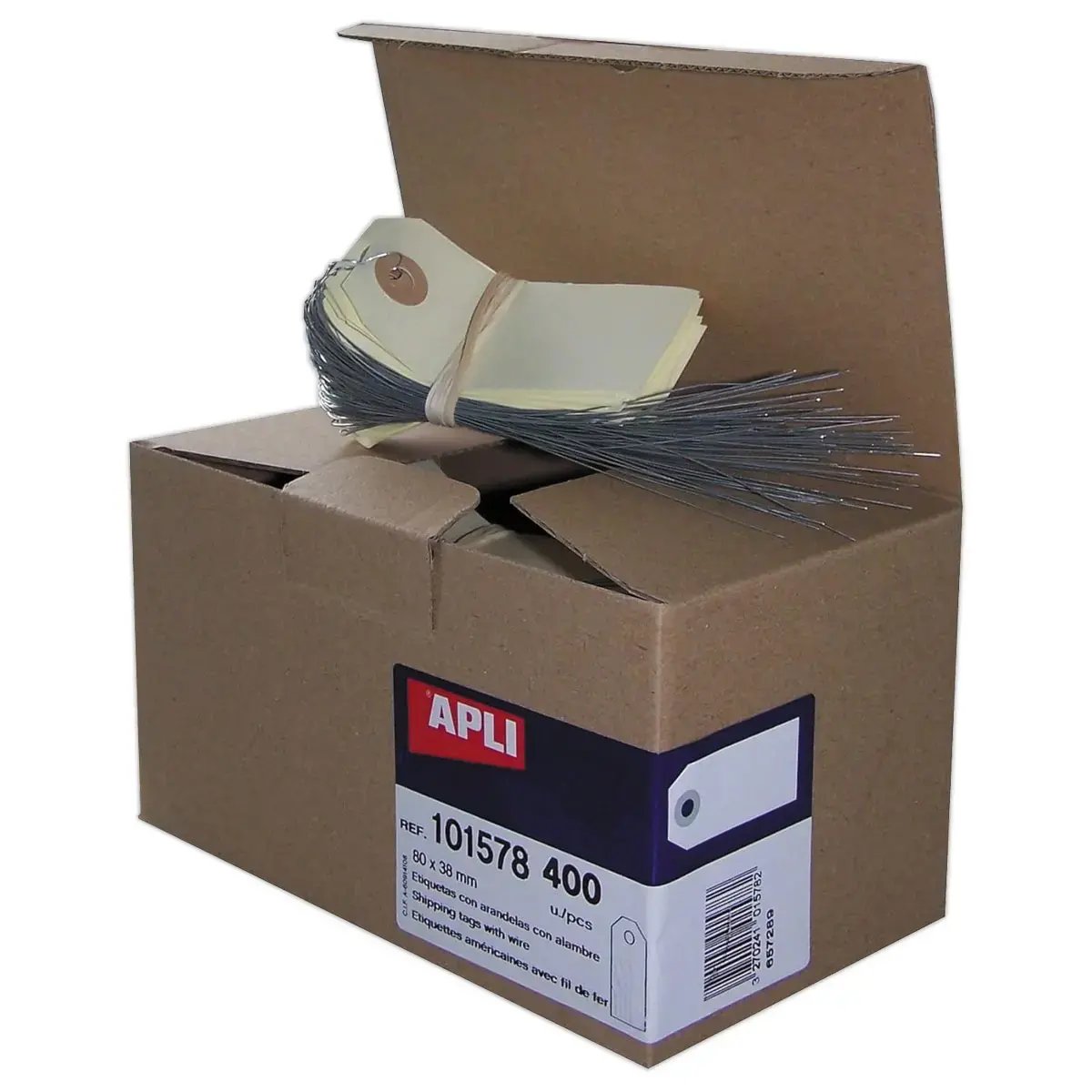 400 Étiquettes américaines à œillet + fil de fer 80 x 38 mm