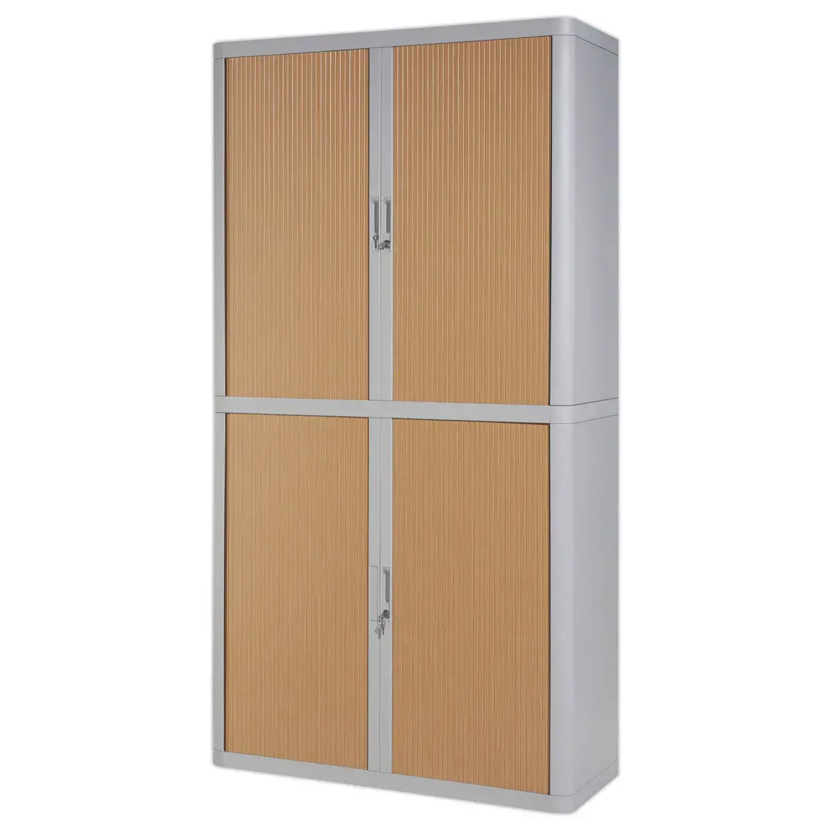 Armoire rideaux EasyOffice - Gris et h&ecirc;tre - PAPERFLOW 