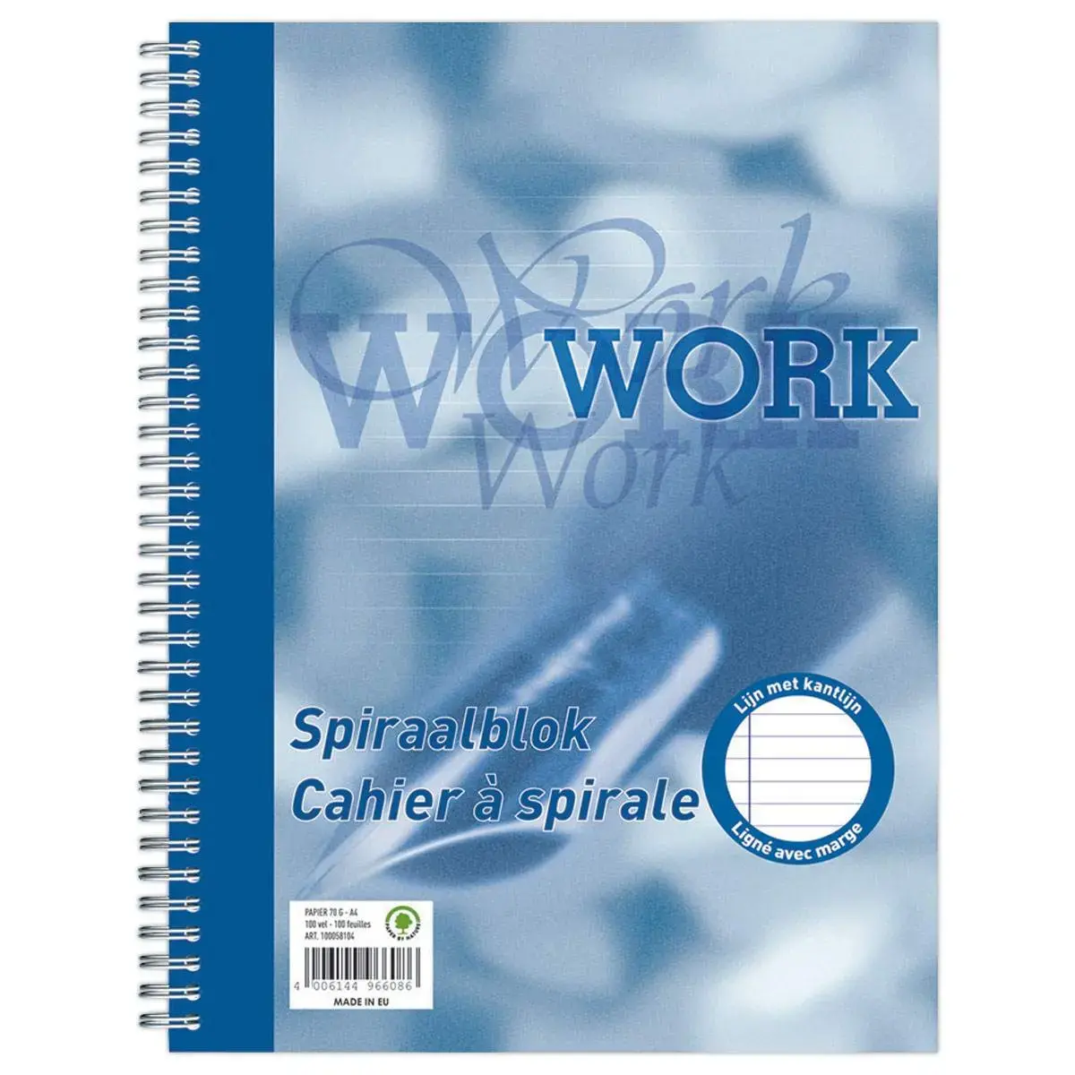 Cahier spirale Work A4, 70g, 200 pages, lignées
