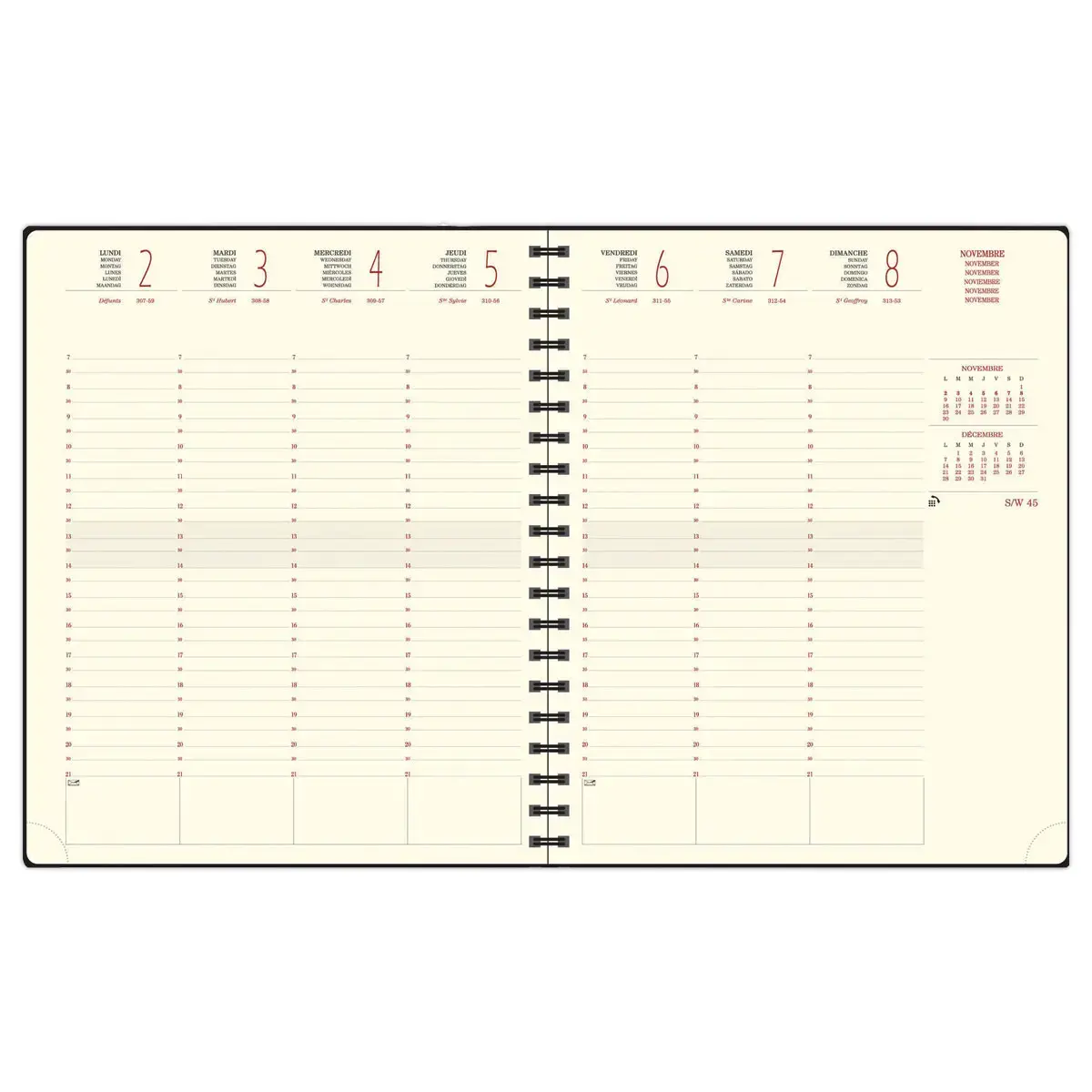 Agenda semainier Swan - 18,5x 22,5 cm - Anthracite - Janvier à décembre - EXACOMPTA