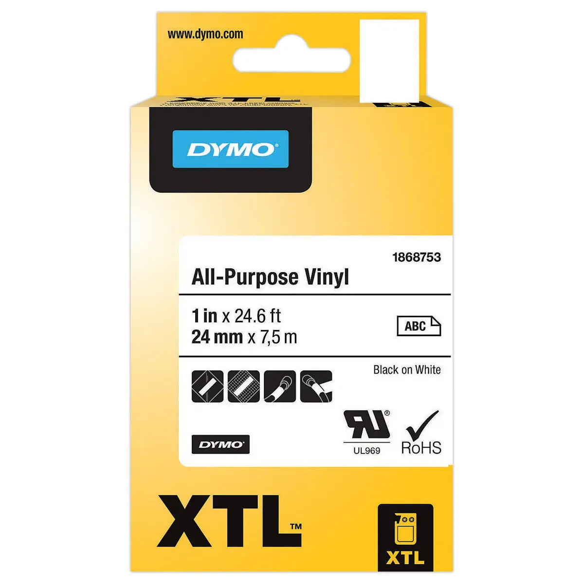 Ruban pour titreuse DYMO XTL 24mm Noir/Blanc