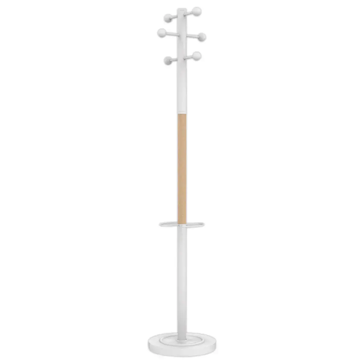Portemanteau ACCES - 6 patères - Blanc / hêtre - UNILUX