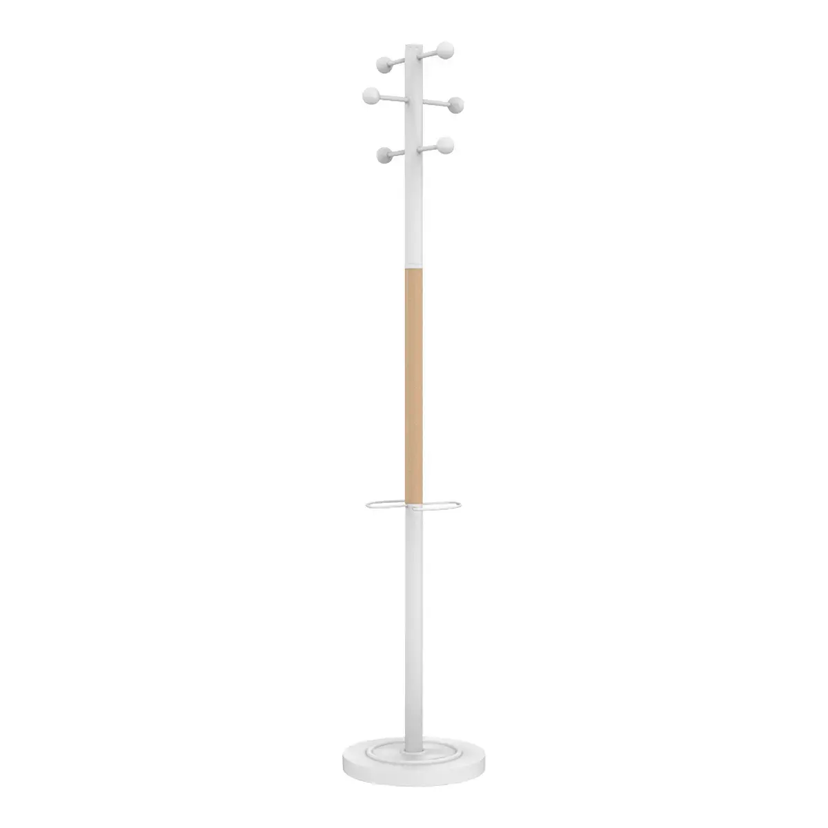 Portemanteau ACCES - 6 patères - Blanc / hêtre - UNILUX