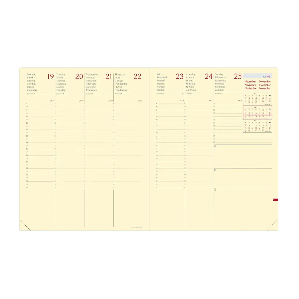 Agenda semainier Silk - 21x27cm - Bleu - Janvier à décembre - QUO VADIS