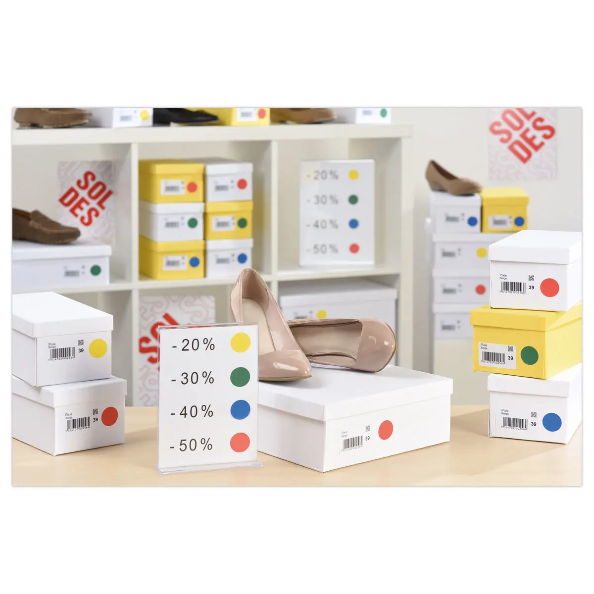 105 pastilles gommettes rondes, &Oslash; 19 mm,blanc 