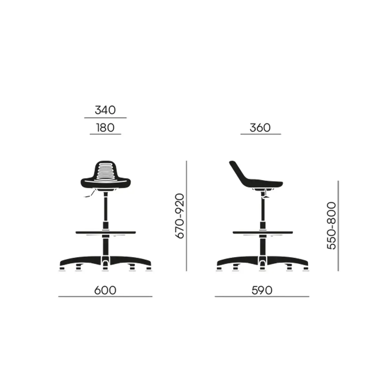 Tabouret technique – Assise réglable en hauteur – Monté