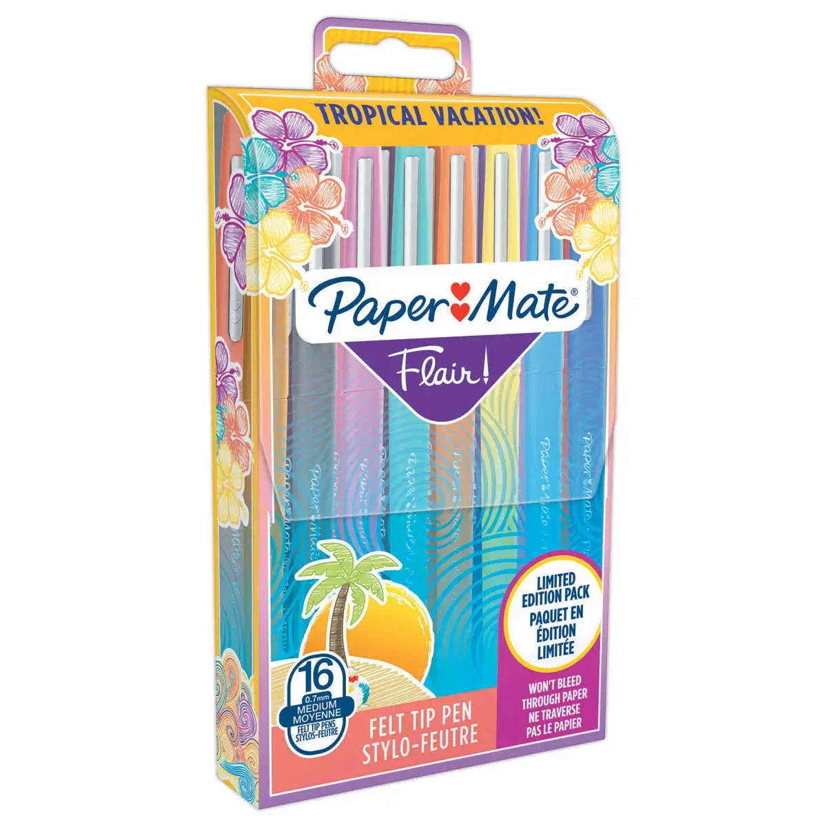 16 Feutres Flair Tropical - Ecriture moyenne - PAPERMATE