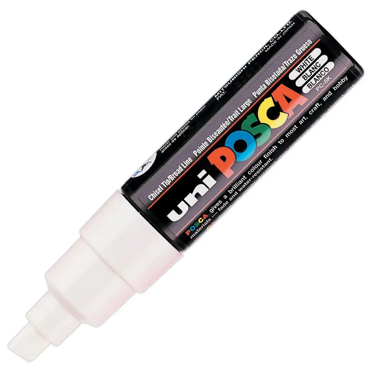 Marqueur peinture  Posca PC8K - Pointe biseau - blanc - UNIBALL 