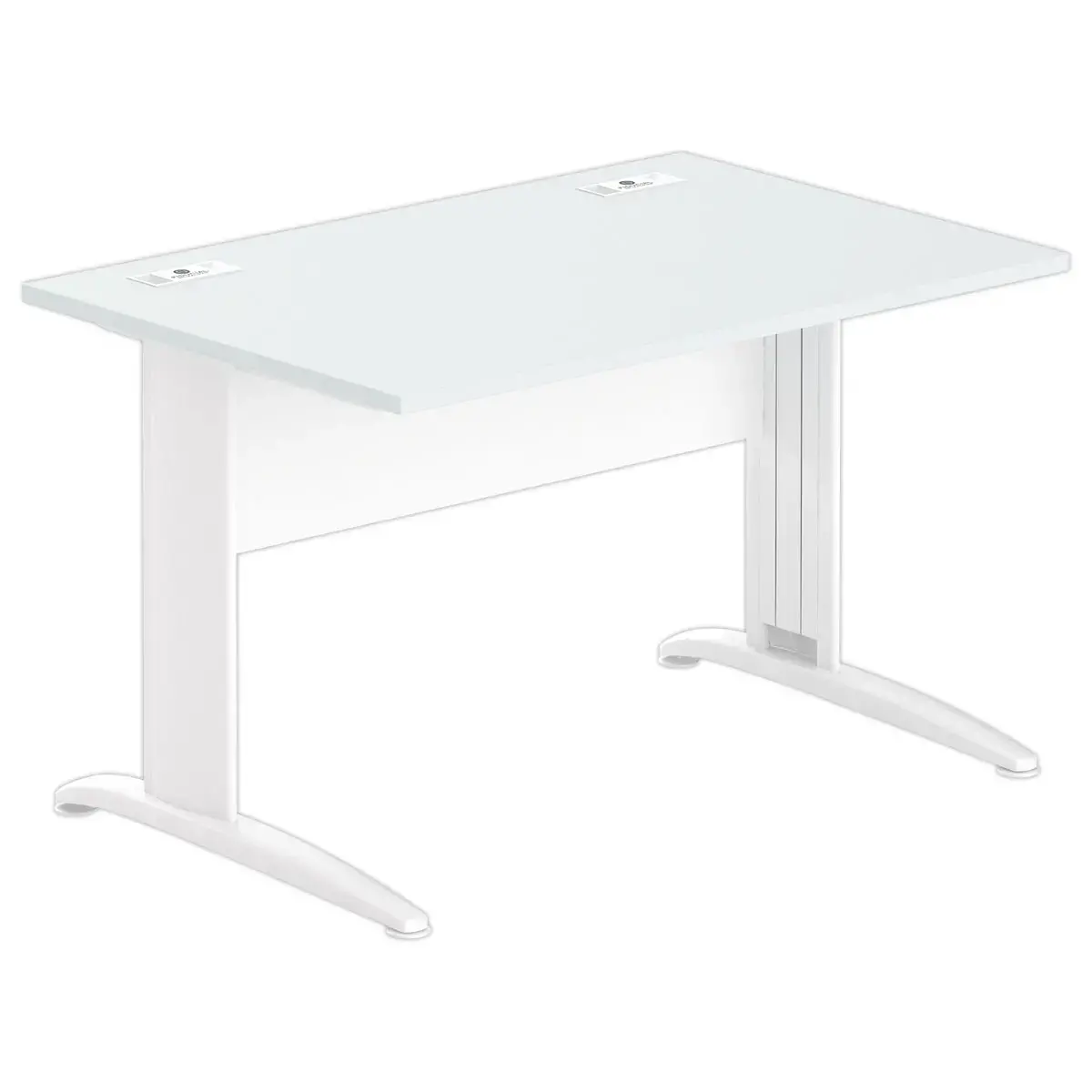Bureau Buenos Aires - 120 x 80 cm - Plateau gris et pieds blancs - FIDUCIAL OFFICE SOLUTIONS