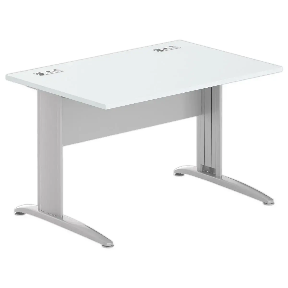 Bureau Buenos Aires - 120 x 80 cm - Plateau gris et pieds aluminium - FIDUCIAL OFFICE SOLUTIONS
