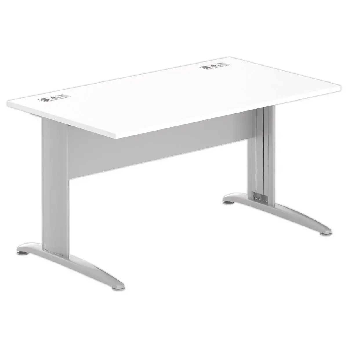 Bureau Buenos Aires - Plateau blanc et pieds aluminium - 140x80 cm