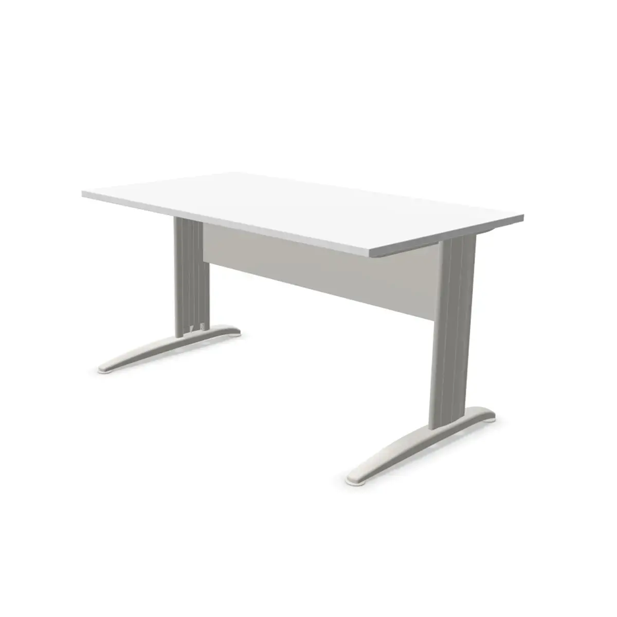 Bureau Buenos Aires - Plateau blanc et pieds aluminium - 140x80 cm