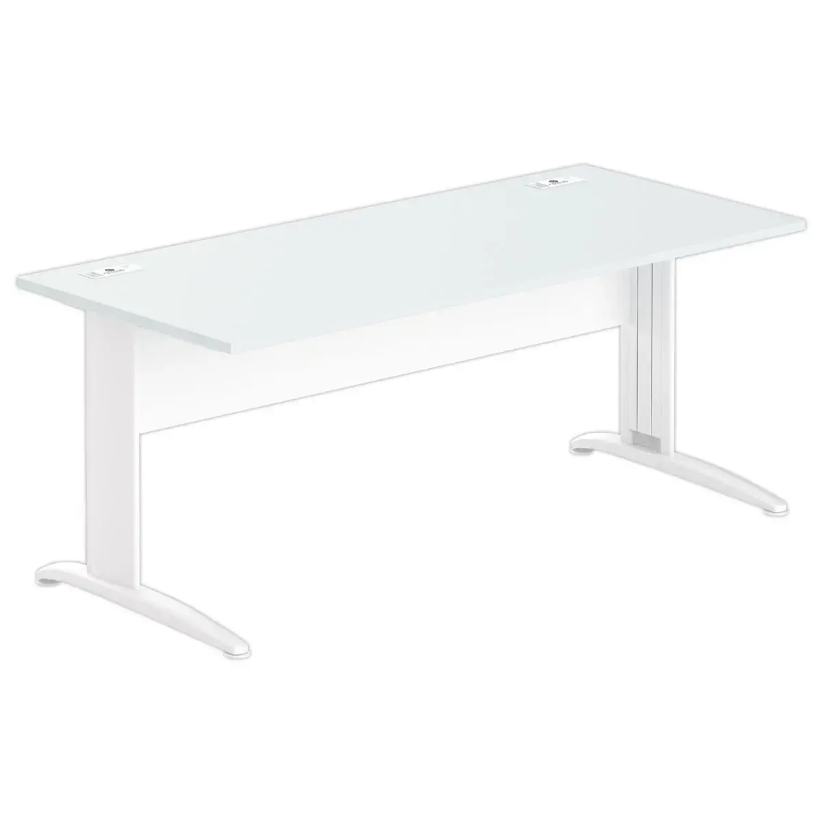 Bureau Buenos Aires - 180 x 80 cm - Plateau gris et pieds blancs - FIDUCIAL OFFICE SOLUTIONS