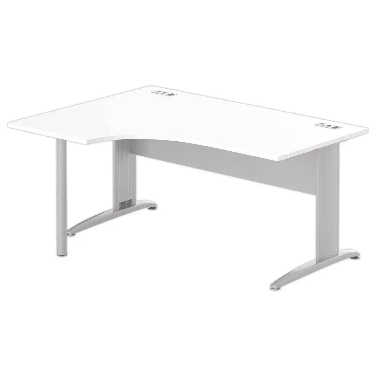 Bureau BUENOS AIRES compact retour à gauche blanc/alu, L160