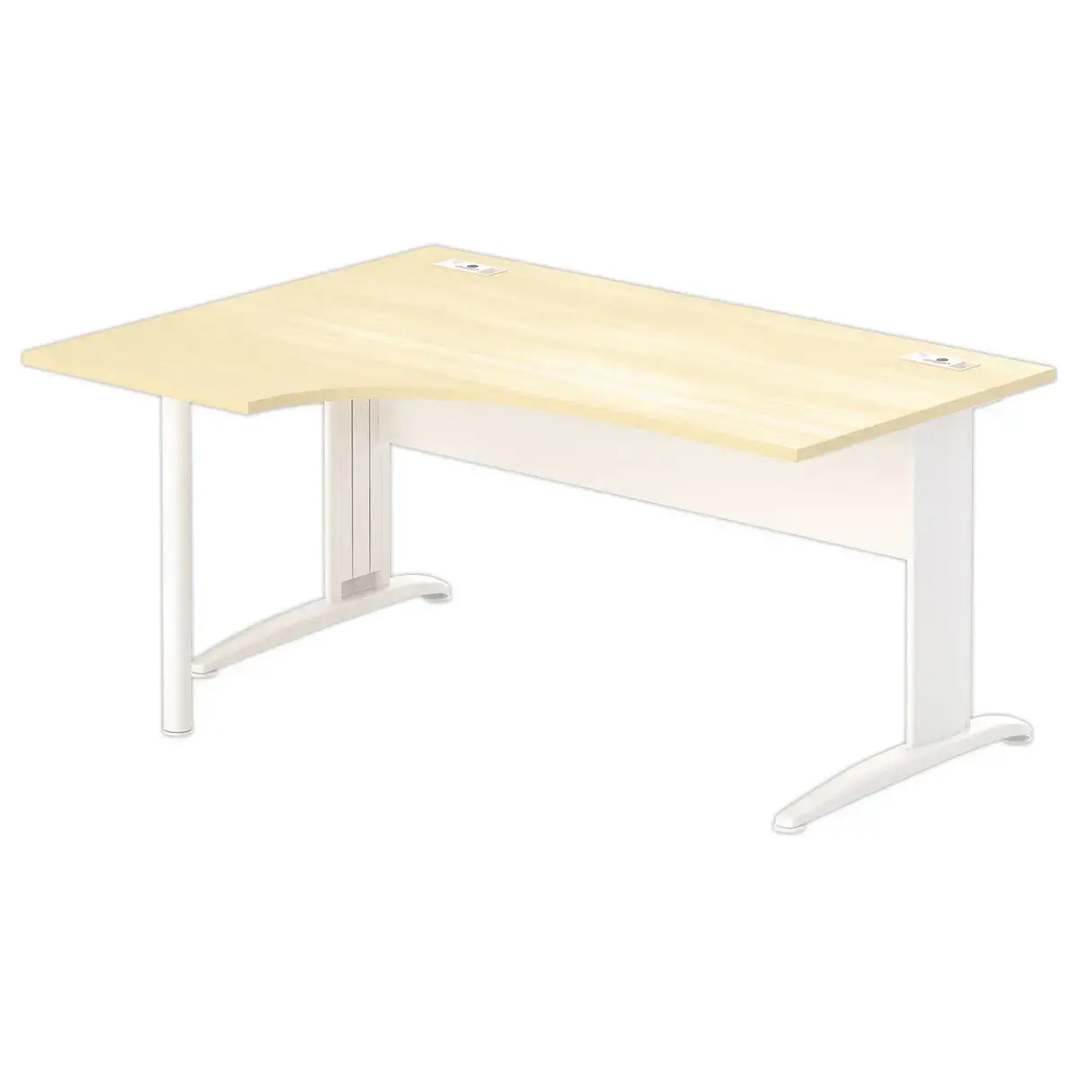 Bureau BUENOS AIRES compact retour &agrave; gauche h&ecirc;tre/blanc, L160 