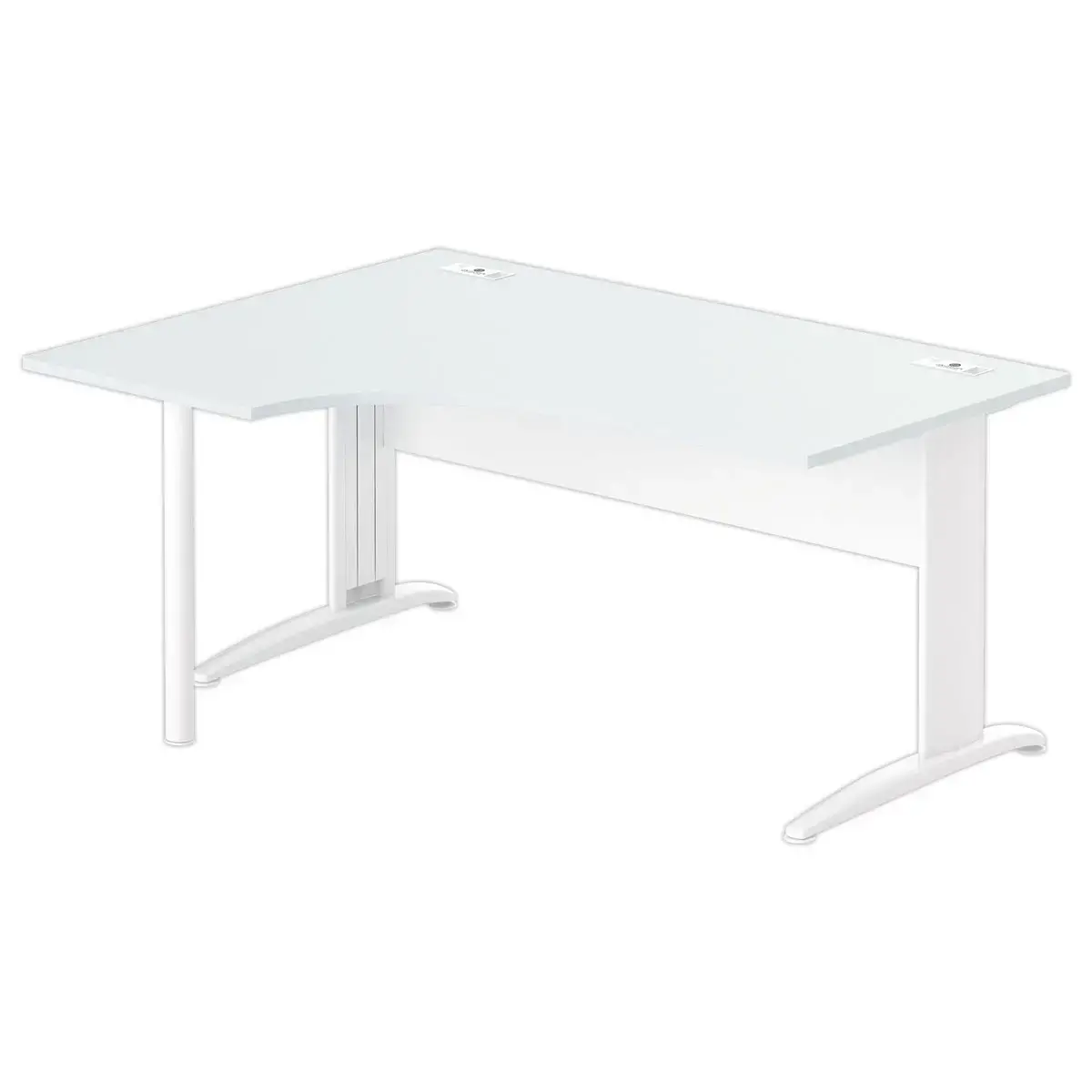 Bureau BUENOS AIRES compact retour &agrave; gauche gris/blanc, L160 