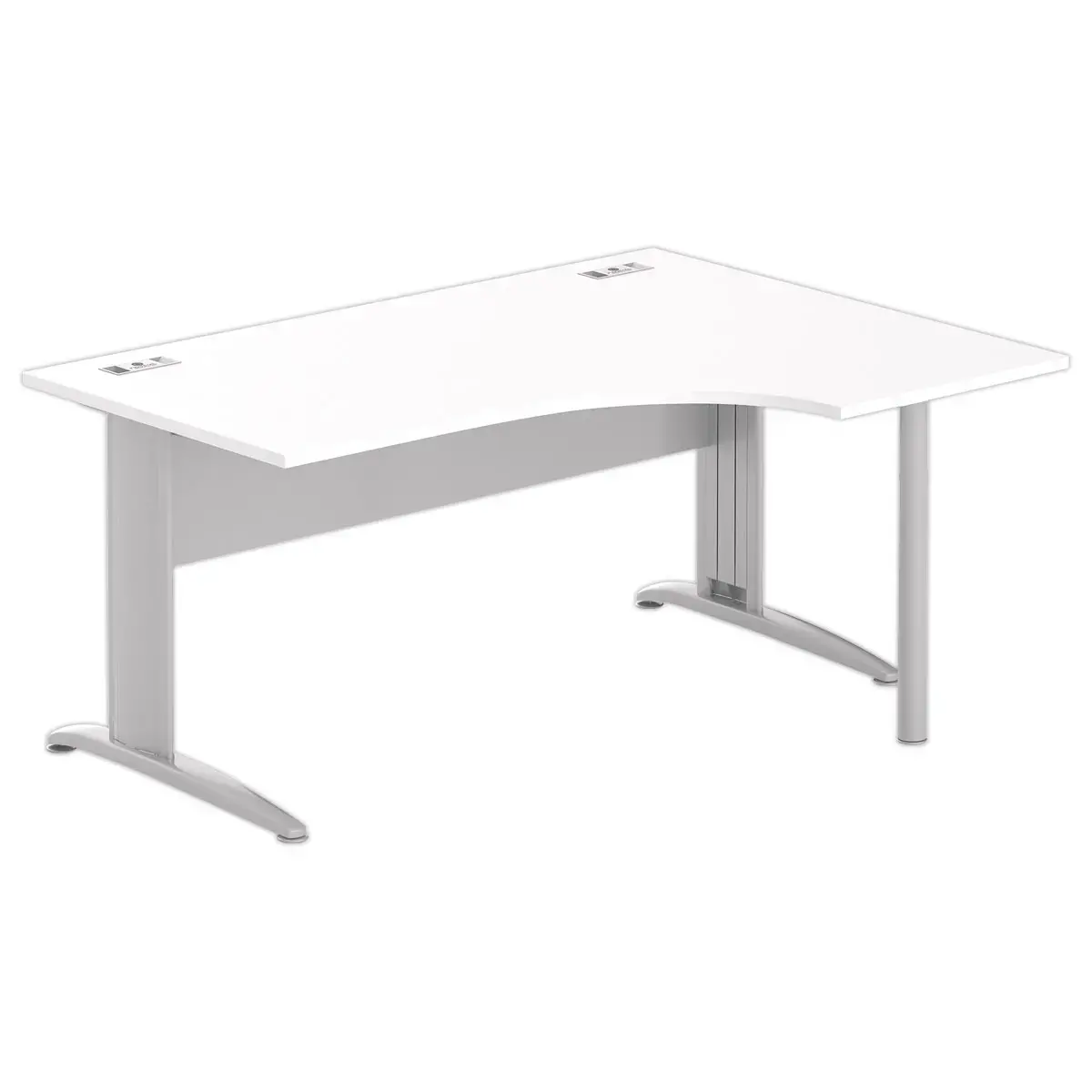 Bureau BUENOS AIRES compact retour à droite blanc/alu, L160