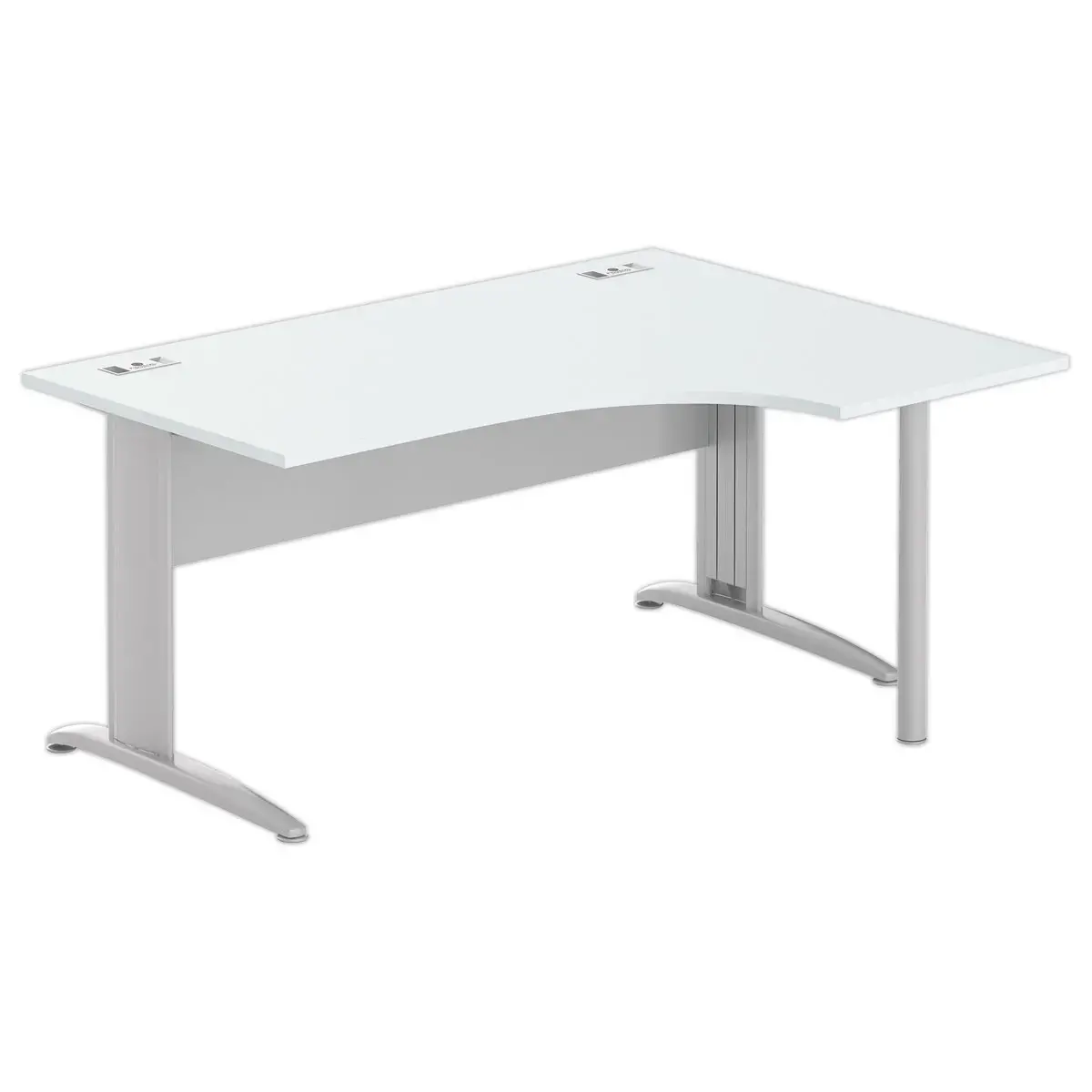 Bureau BUENOS AIRES compact retour à droite gris/alu, L160
