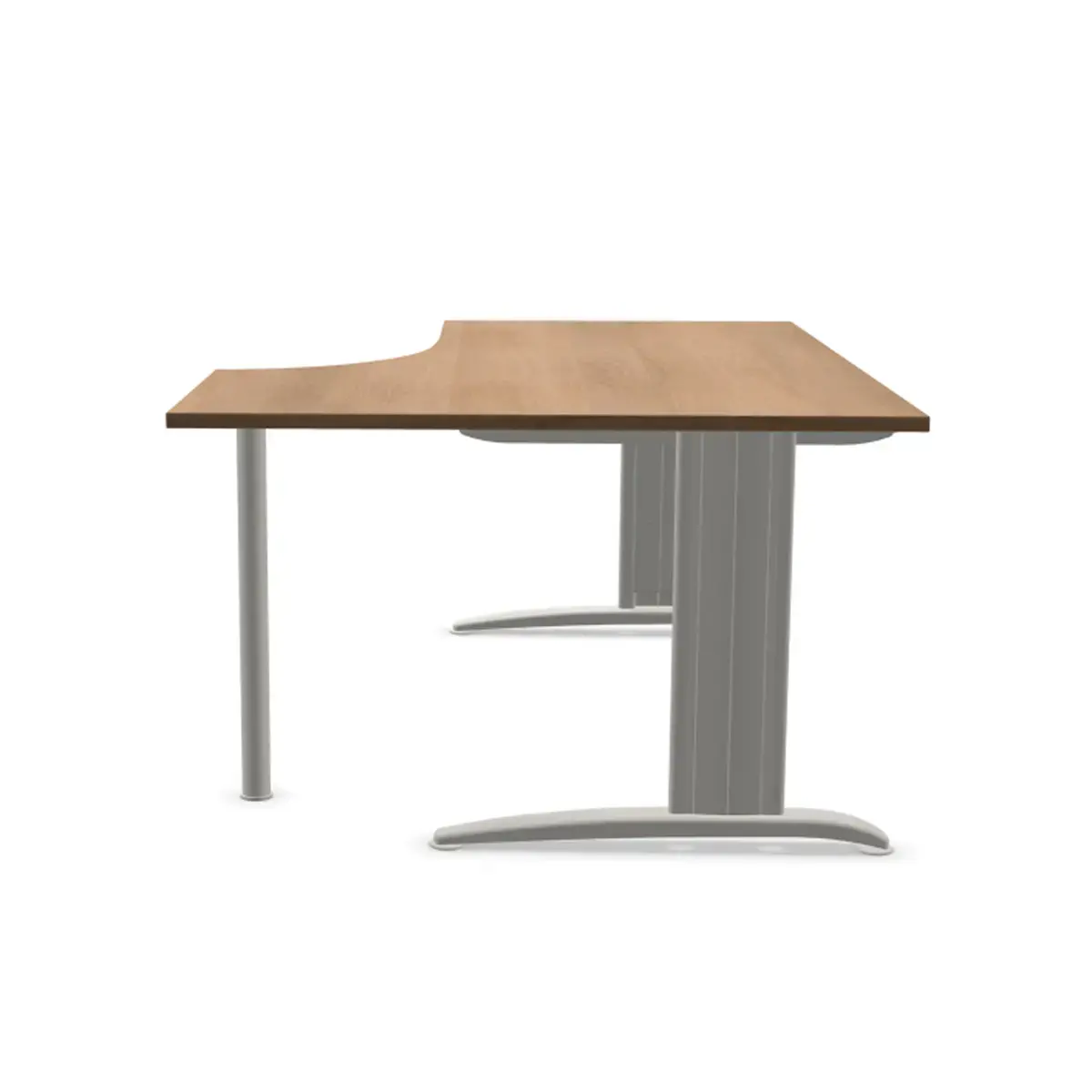 Bureau BUENOS AIRES compact retour &agrave; droite noyer/alu, L160 