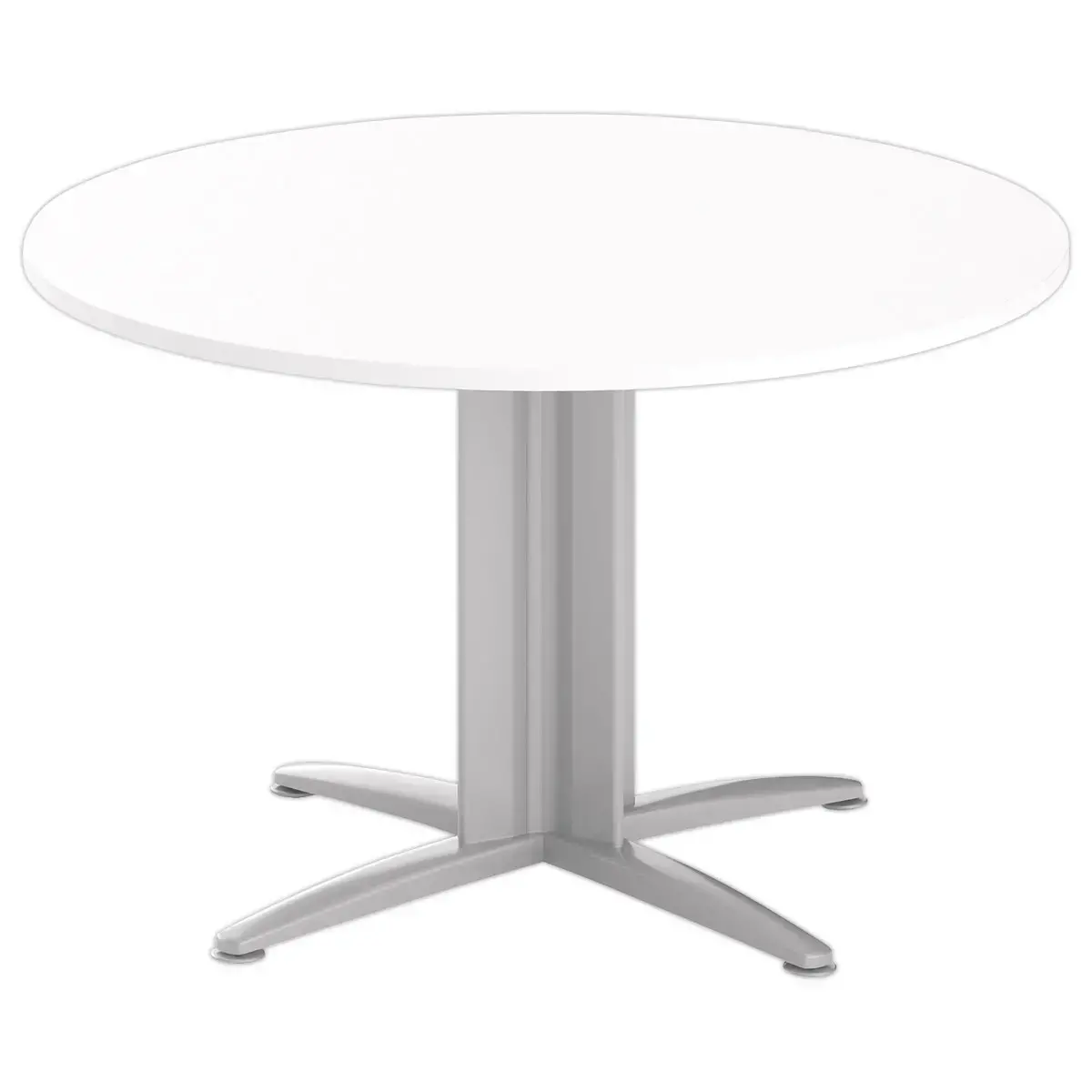 Table réunion ronde diam. 116cm blanc/aluminium