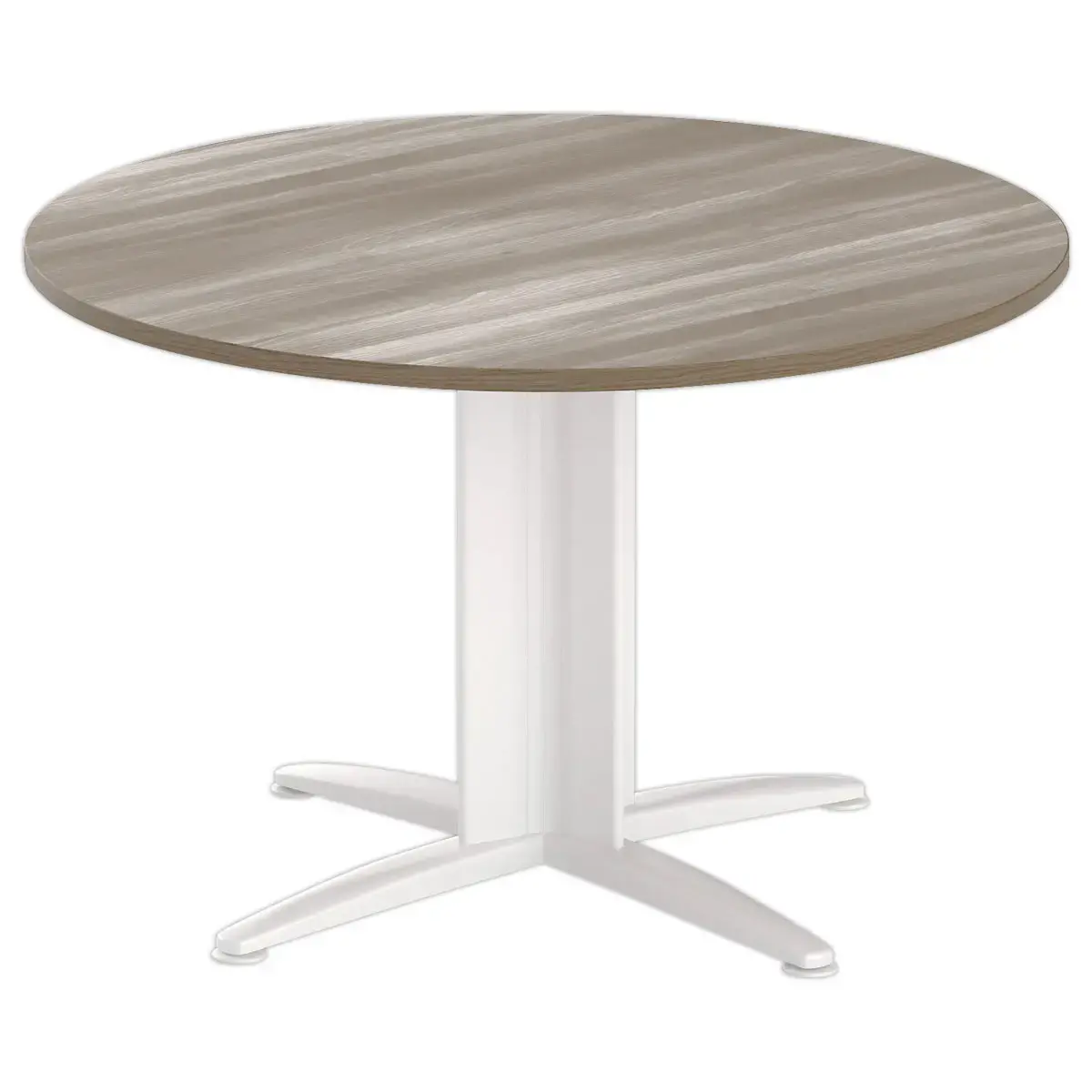 Table réunion ronde diam. 116cm noyer/blanc