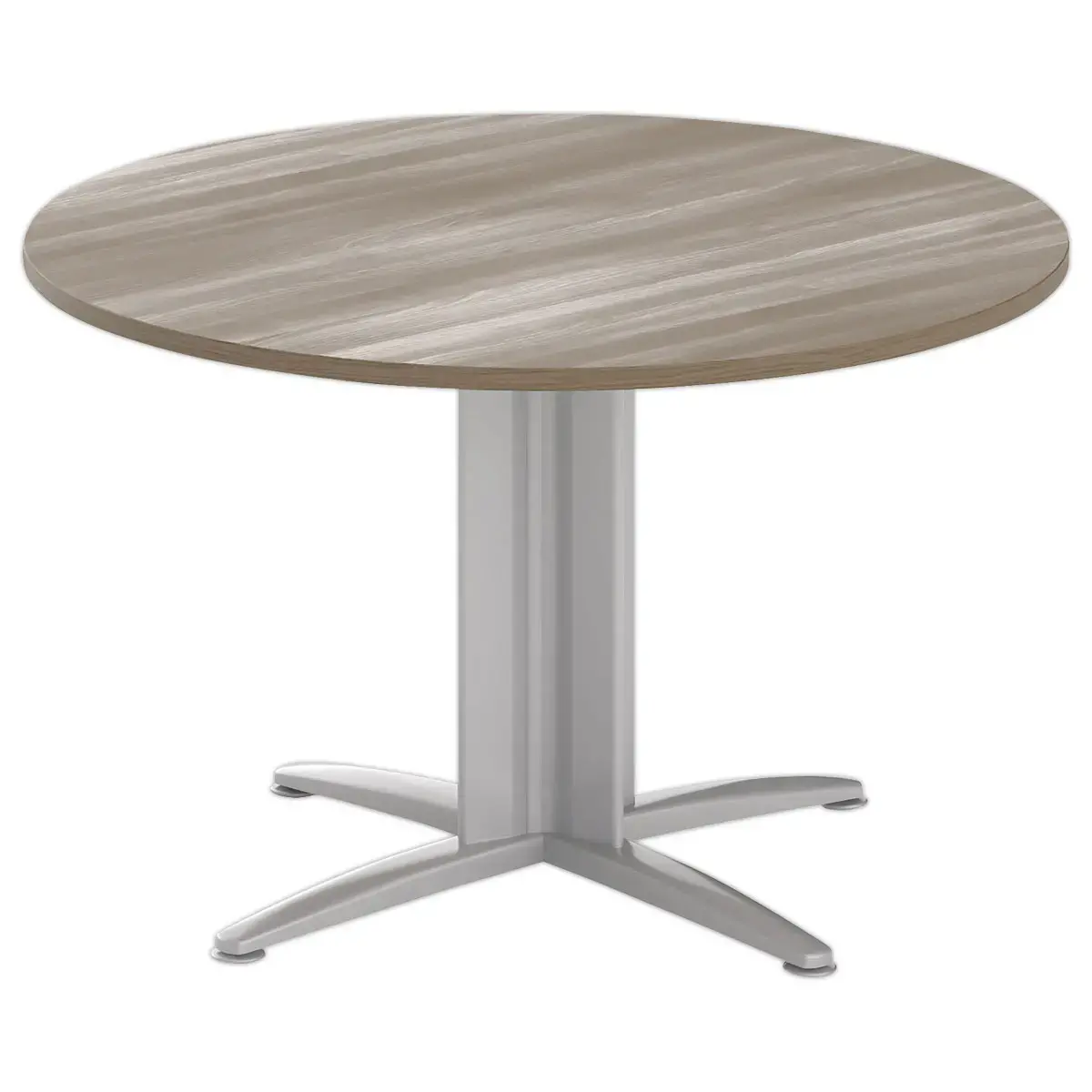 Table r&eacute;union ronde diam. 116cm noyer/aluminium 