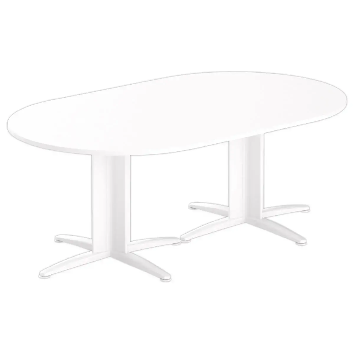 Table réunion ovale 200x120 blanc/blanc