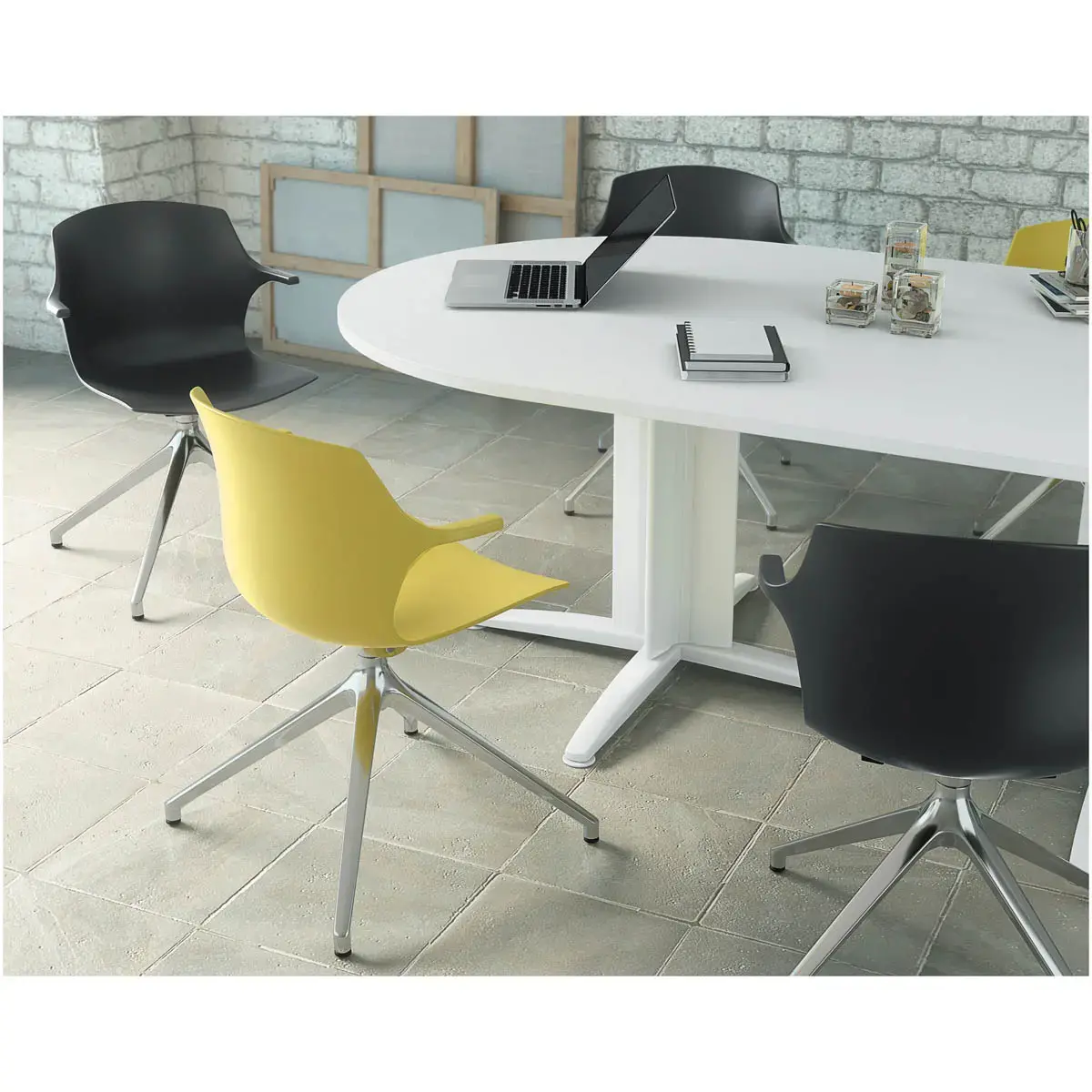 Table r&eacute;union ovale 200x120 h&ecirc;tre/blanc 