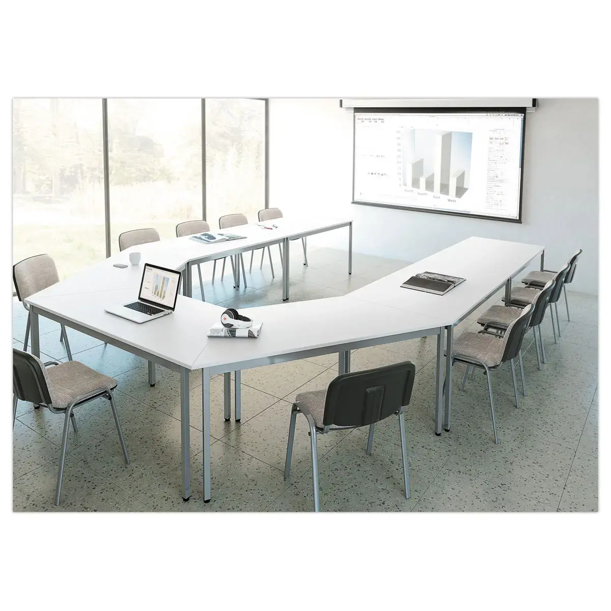 Table modulaire rectangulaire 120 x 60blanc / noir