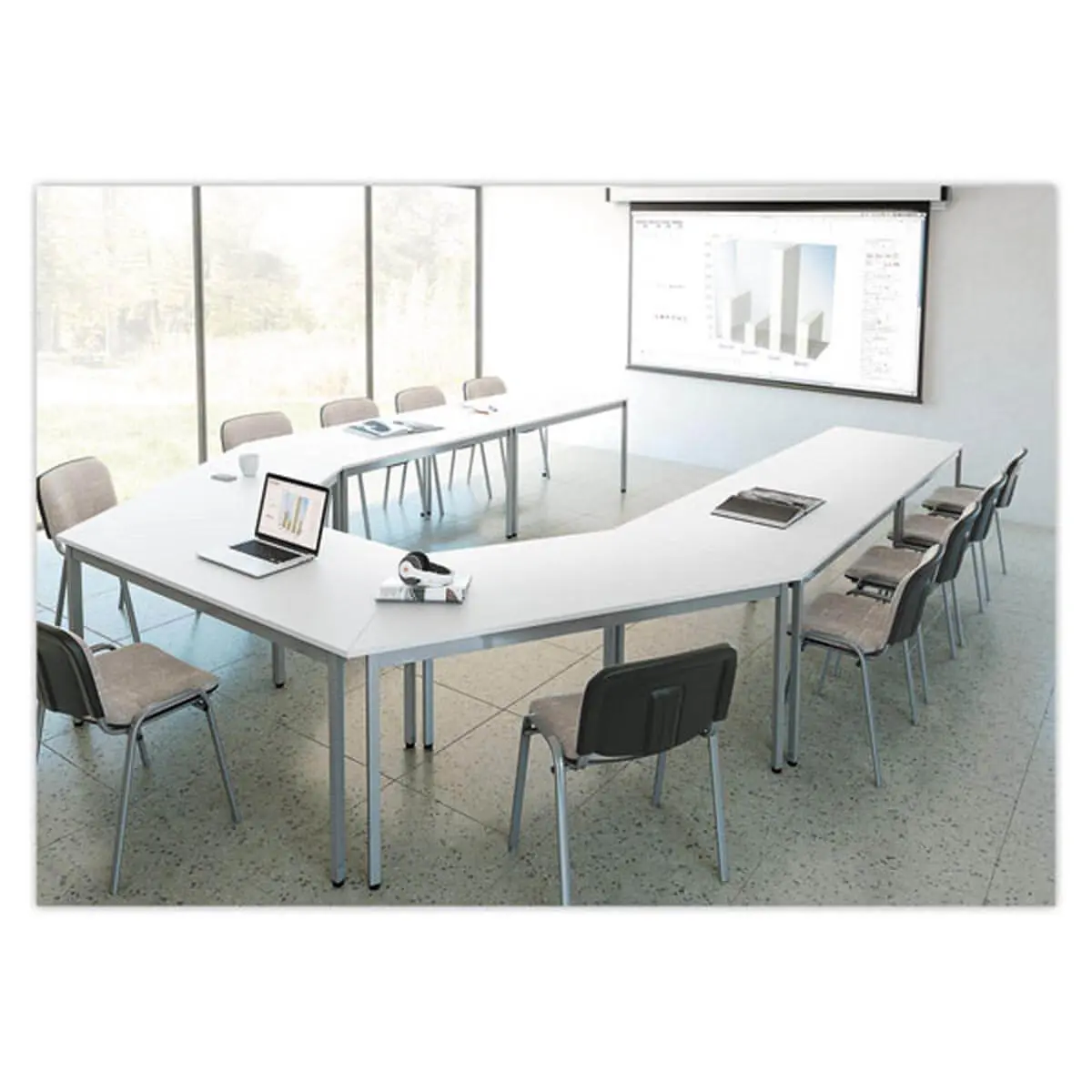 Table polyvalente rectangulaire 140 x 70 blanc / noir