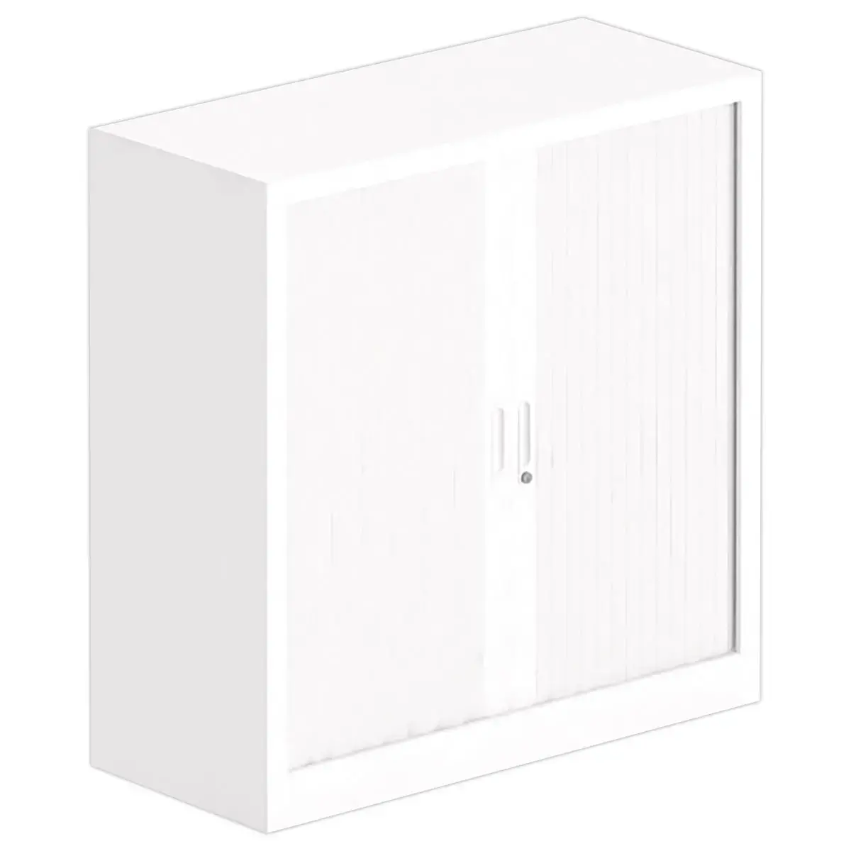 Armoire basse &agrave; rideaux m&eacute;talliques - 100 x 100 cm - Blanc 