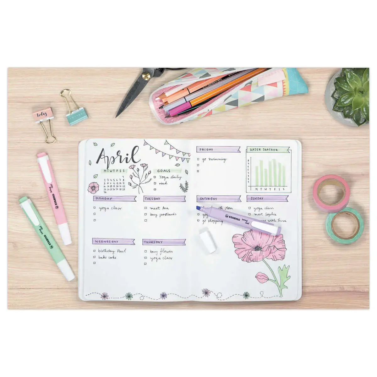 6 Surligneurs swing cool Pastel - Pointe biseautée - Coloris assortis - STABILO