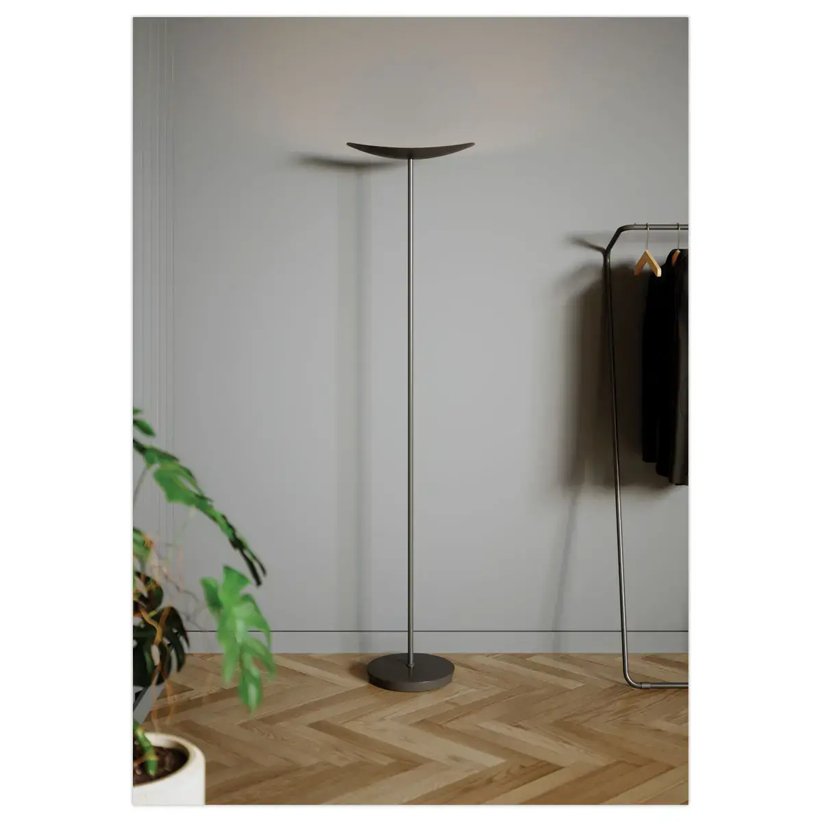 Lampadaire droit LED 30W chromé, avec variateur noir