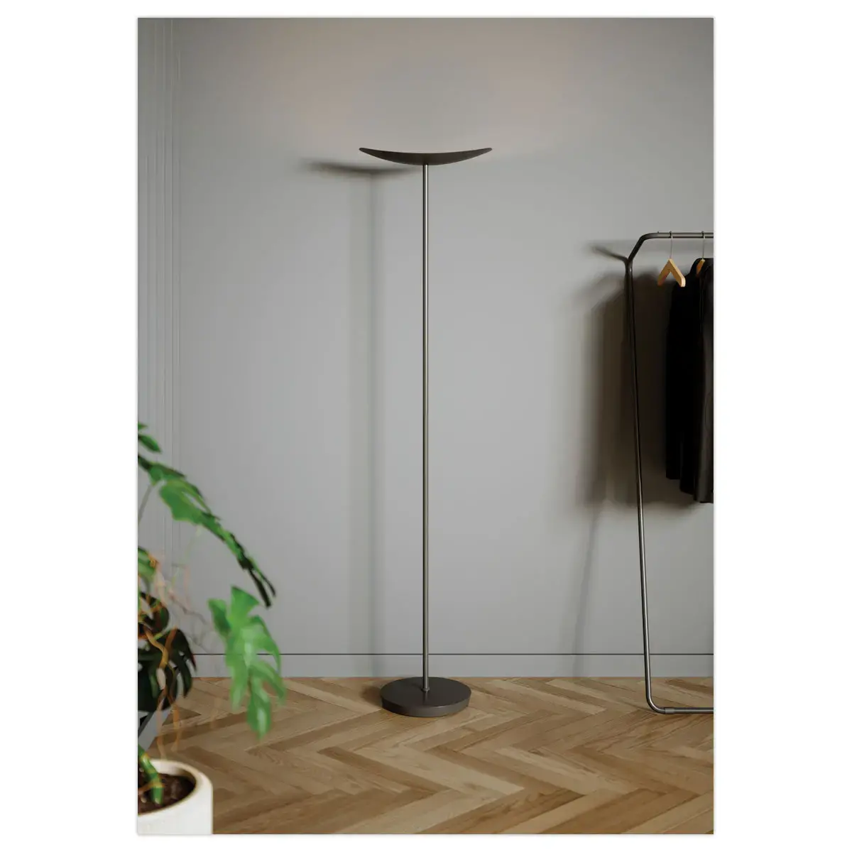 Lampadaire droit LED 30W chromé, avec variateur noir