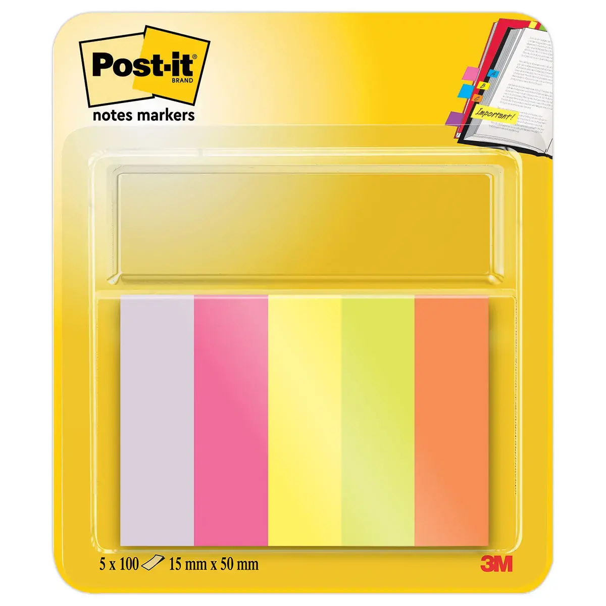 500 Marque-pages en papier - Couleurs n&eacute;on - POST-IT 