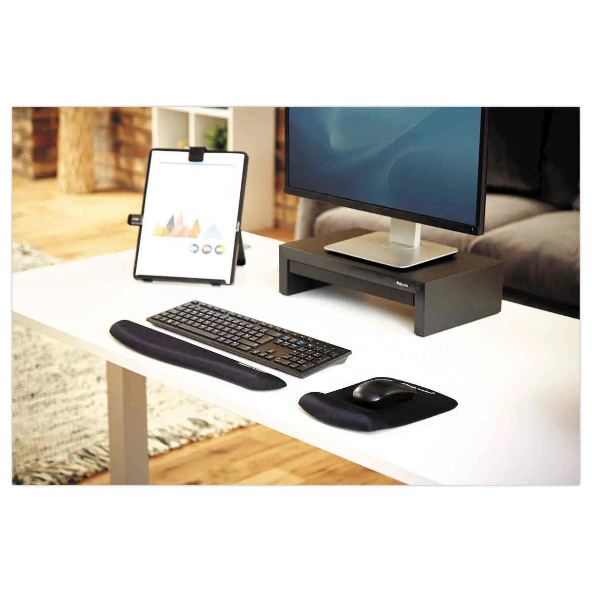 Tapis de souris - Repose poignet PlushTouch - Noir - FELLOWES