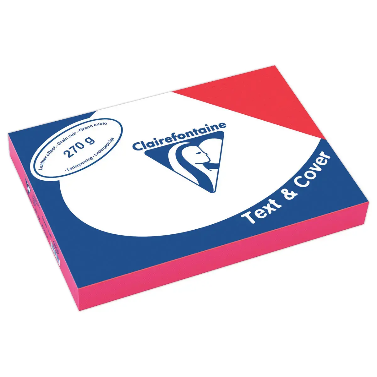 100 Couvertures grain cuir Text&Cover - A4 - 270g  - Rouge  - CLAIREFONTAINE 