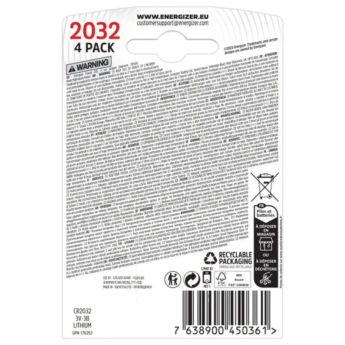 4 Piles lithium CR2032 (3V) Ultimate -  ENERGIZER 