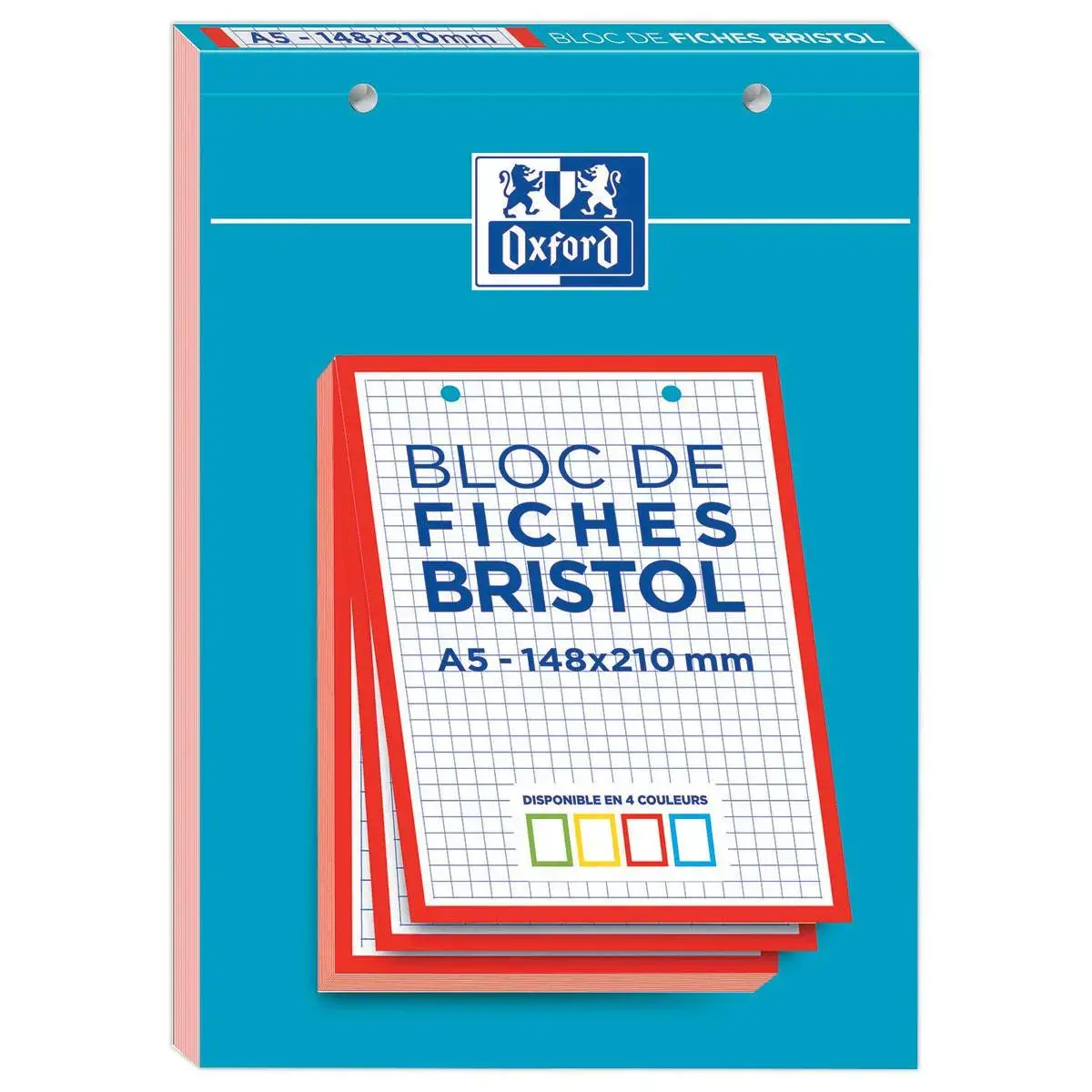 Bloc 30 feuilles de fiches bristol rouge A5 5x5 