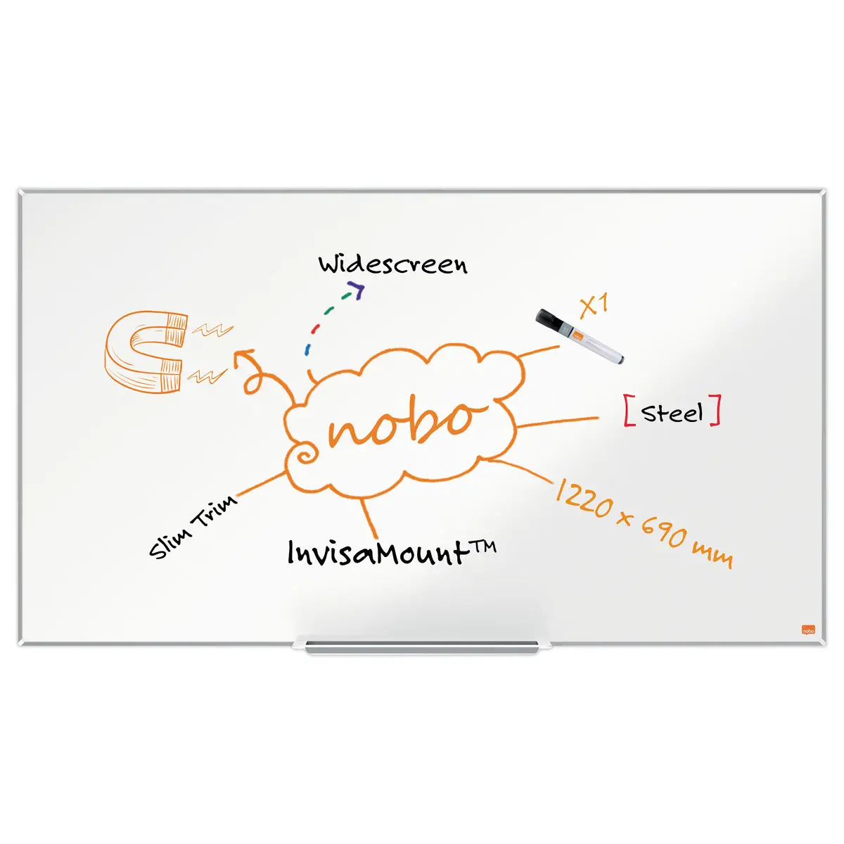 Tableau blanc magnétique - 122 x 69 cm - Impression Pro - NOBO