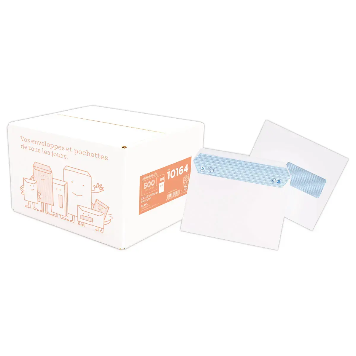 500 Enveloppes blanches avec fen&ecirc;tre - 80 g - 162 x 229 mm - GPV EVERYDAY 