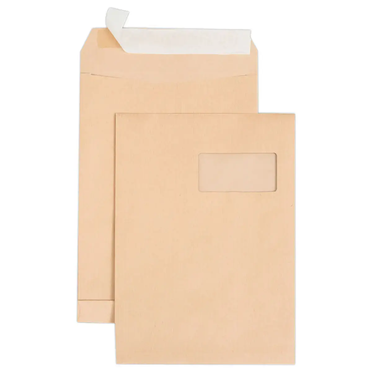 250 Pochettes à soufflet kraft brun - 229x324mm - fenêtre 50x105 - GPV PACK'N POST
