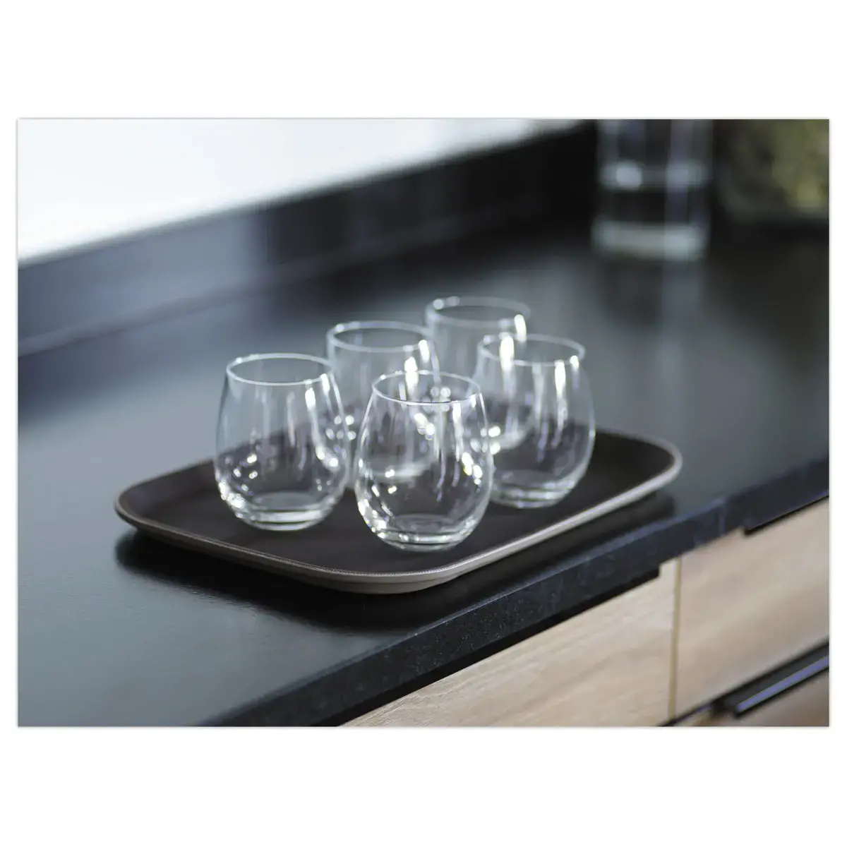 Plateau de service rectangulaire - 35 x 25 cm - Marron
