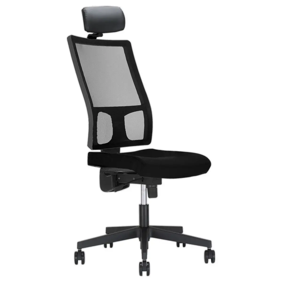 Siège de bureau synchrone Taktik avec têtière - Tissu et résille - Noir